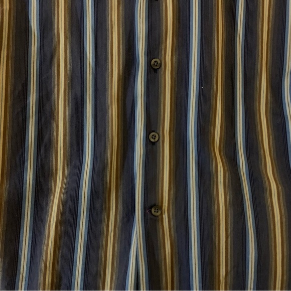 GAP Navy & Light Blue, Brown, Golden Stripped Button Down Men’s Shirt - Picture 2 of 4